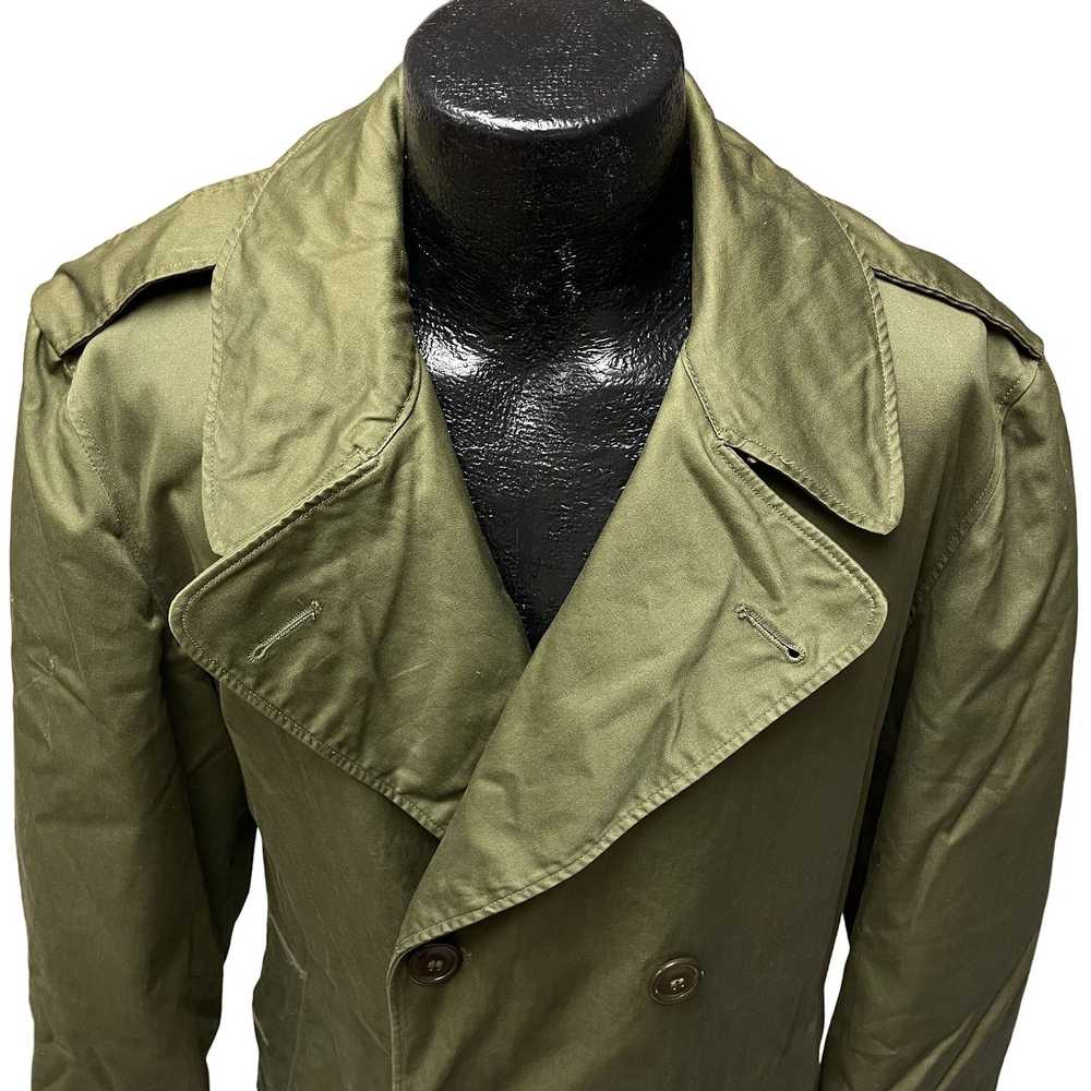 Unkwn Vtg Korean War Green TRENCH Military Overco… - image 2