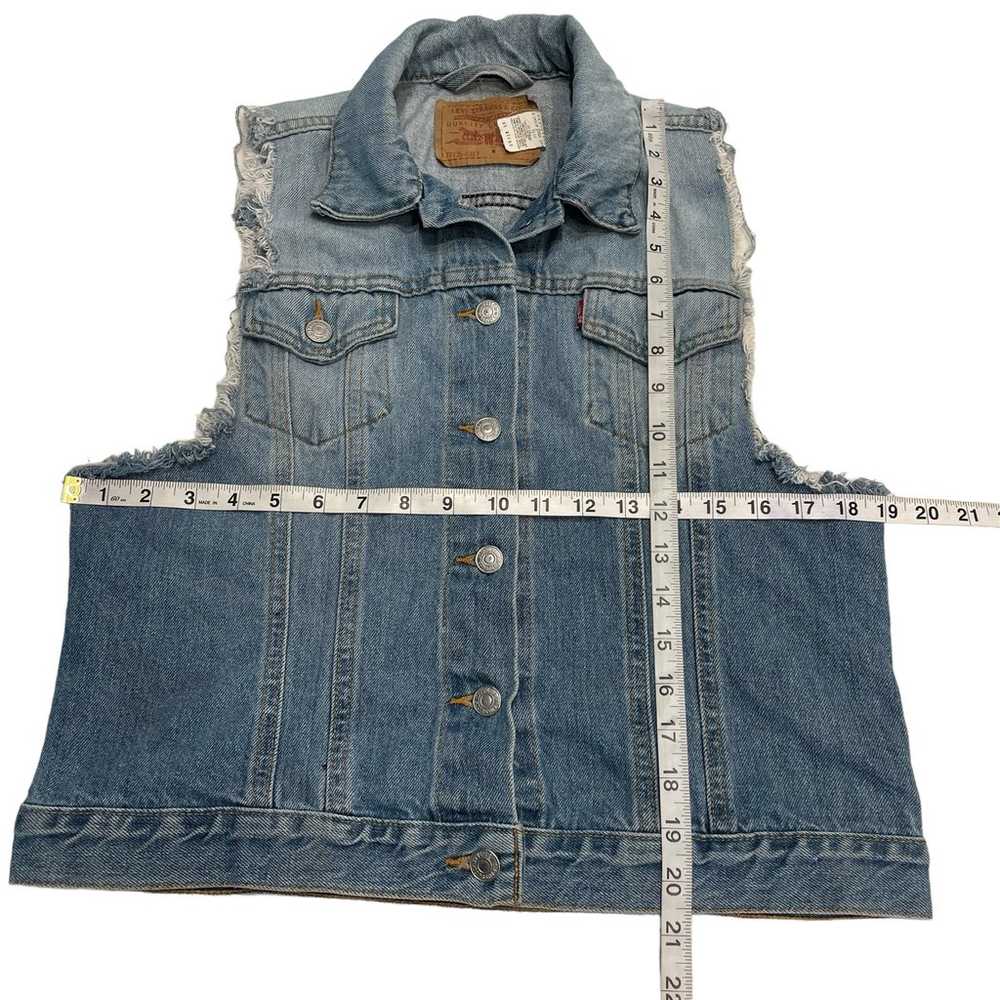 LEVIS Vintage Denim Trucker Vest Sleeveless Distr… - image 5