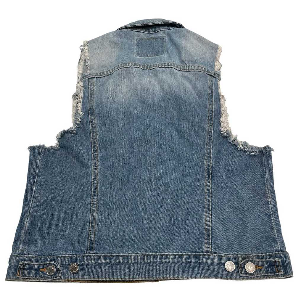 LEVIS Vintage Denim Trucker Vest Sleeveless Distr… - image 6