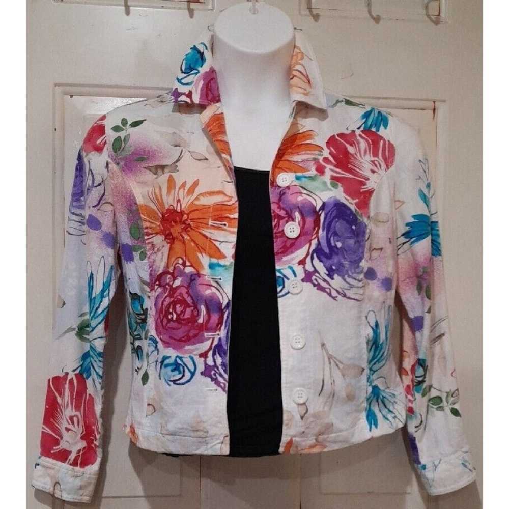 Vintage Floral Coldwater Creek Jacket, Watercolor… - image 1