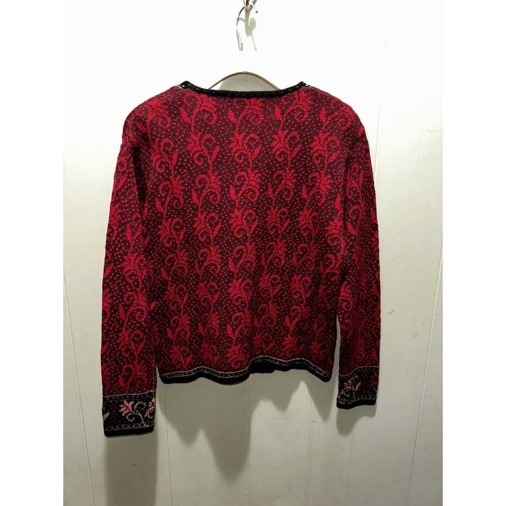 Vintage Nomadic Traders Wool Cardigan Red Black F… - image 4