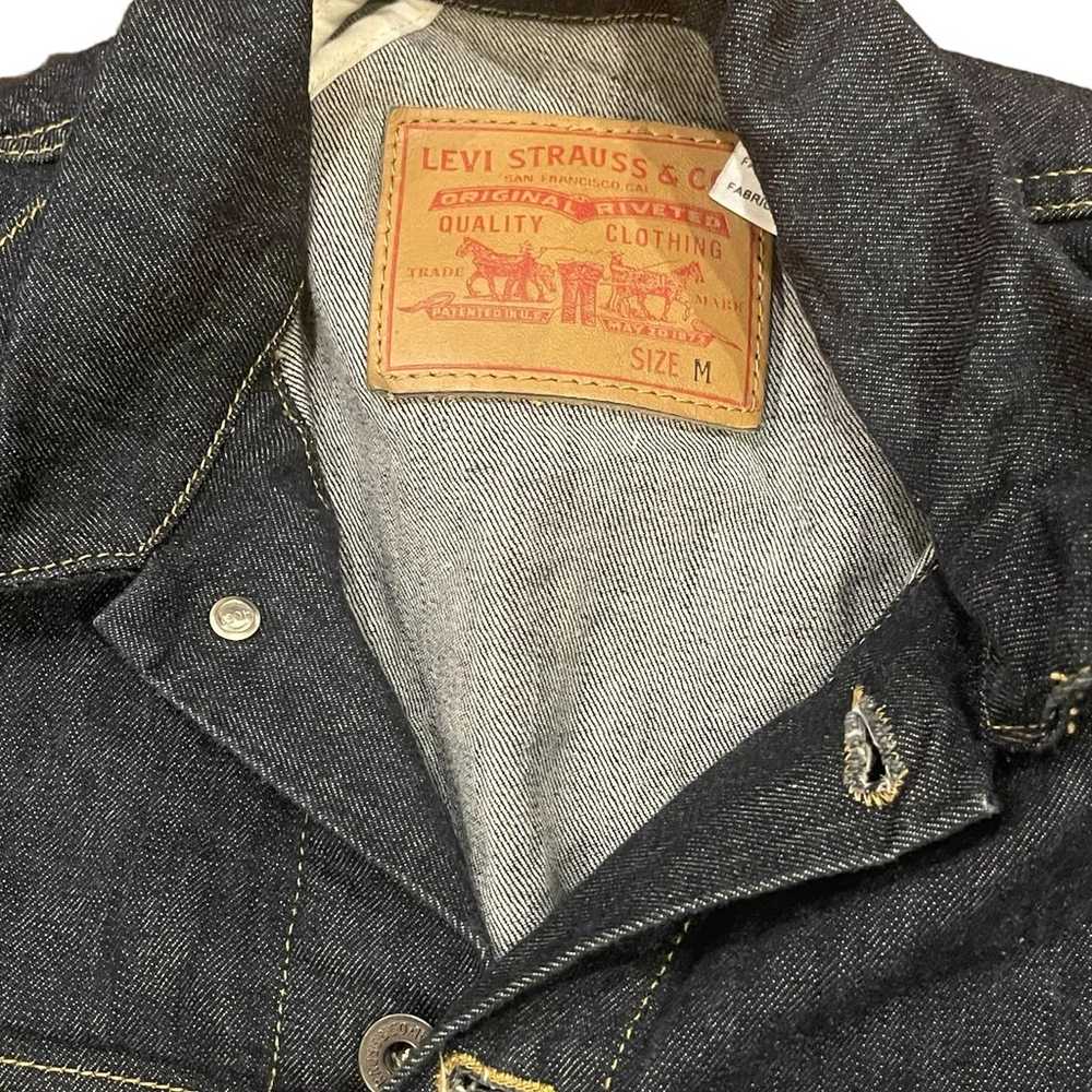 Womans Levi original riveted jean jacket size M - image 3