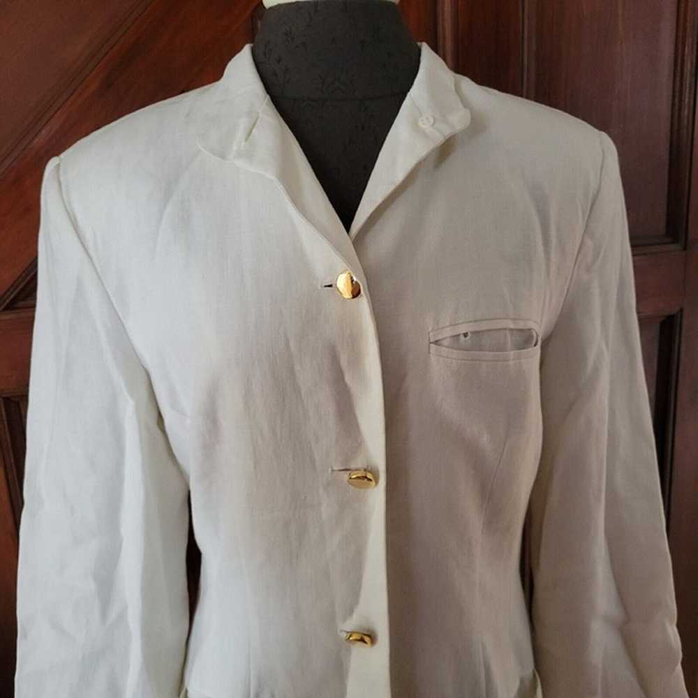 Vintage Linda Allard Ellen Tracy Size 8 White Lin… - image 2