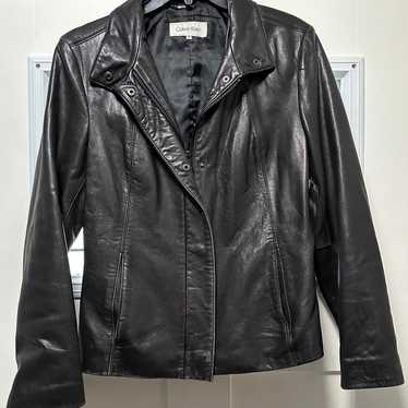 Vintage Calvin Klein Leather Coat Slim Style - image 1