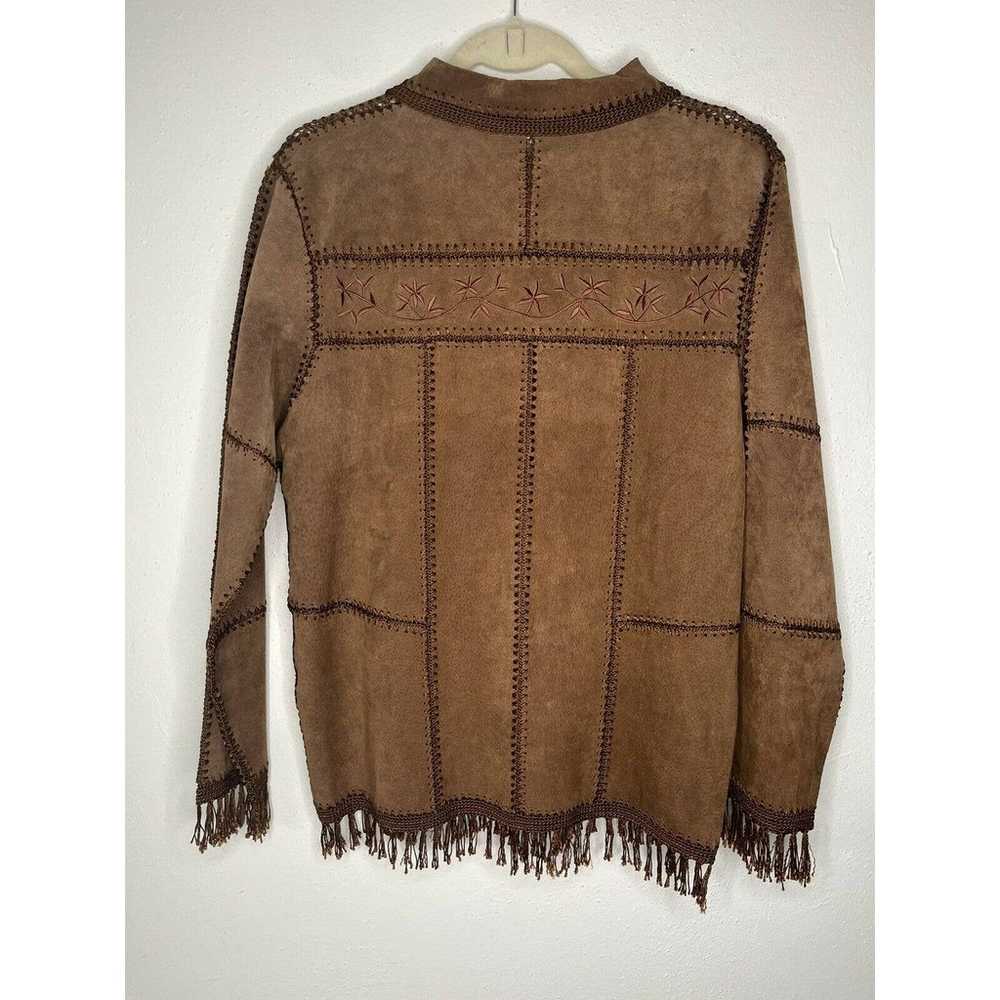 Dressbarn Vintage Leather Suede & Crochet Brown P… - image 2