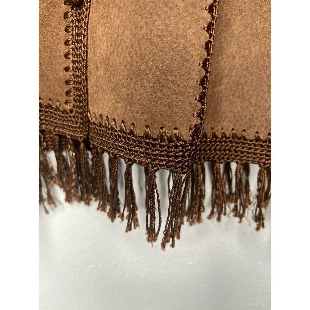 Dressbarn Vintage Leather Suede & Crochet Brown P… - image 4