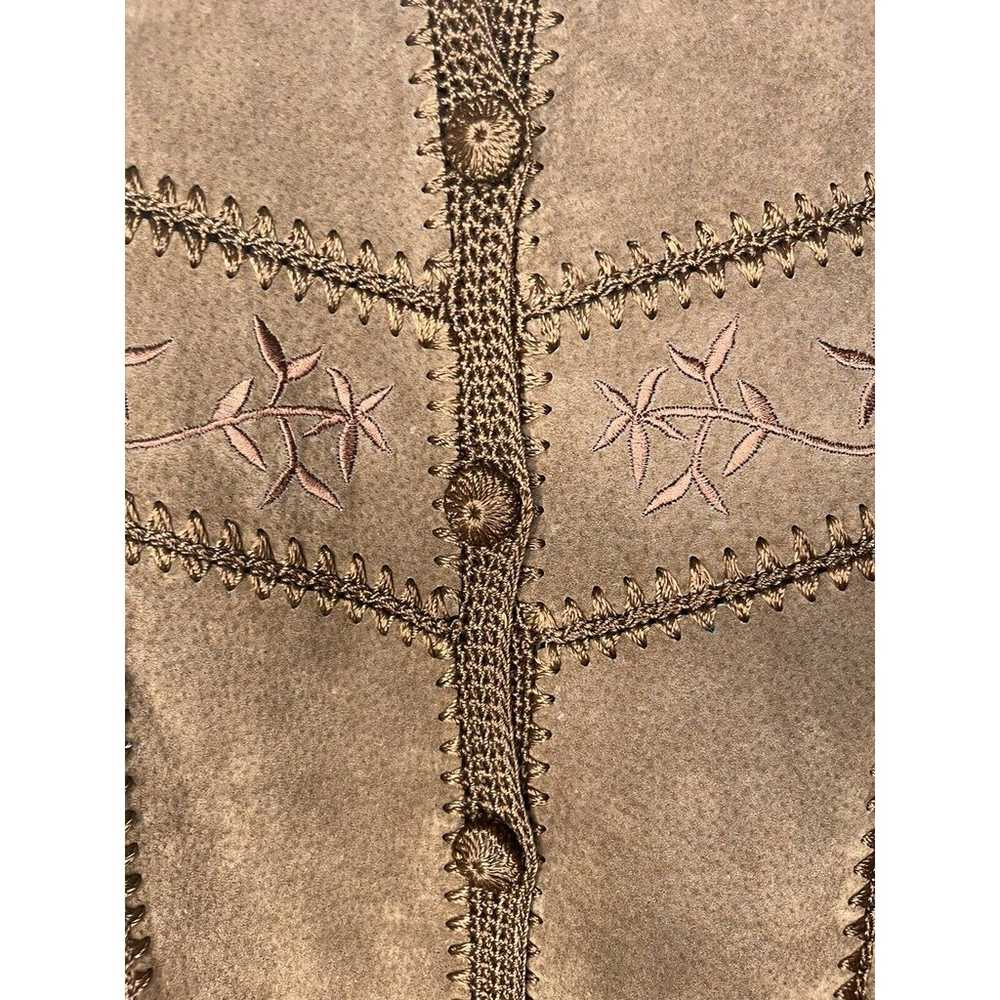 Dressbarn Vintage Leather Suede & Crochet Brown P… - image 5