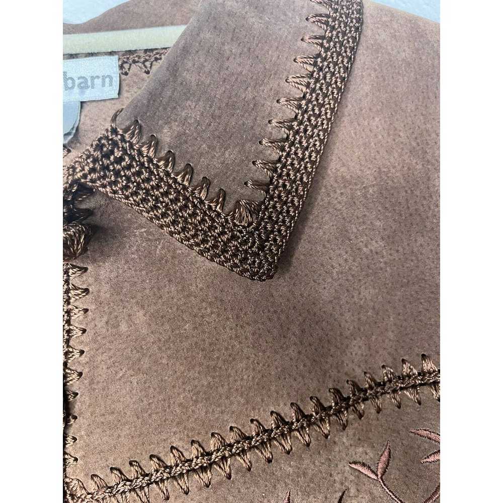 Dressbarn Vintage Leather Suede & Crochet Brown P… - image 7