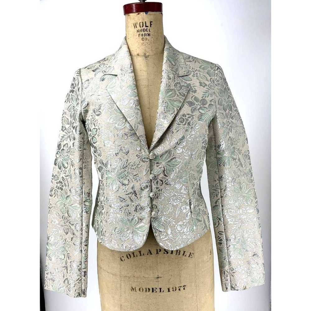 Vintage Old Navy Metallic Floral Tapestry Blazer … - image 1