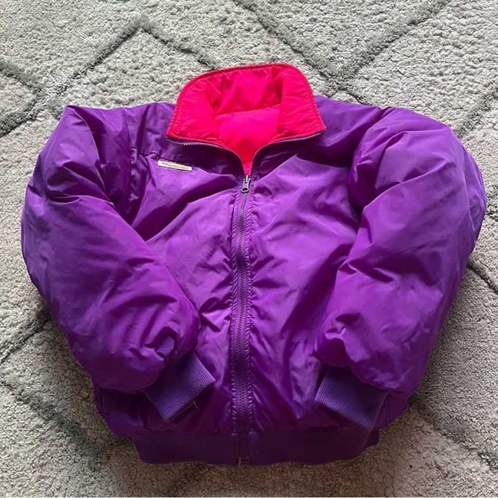 Vintage Columbia puffer jacket crop down neon pur… - image 12