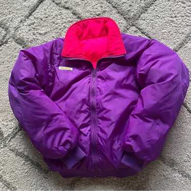 Vintage Columbia puffer jacket crop down neon pur… - image 1