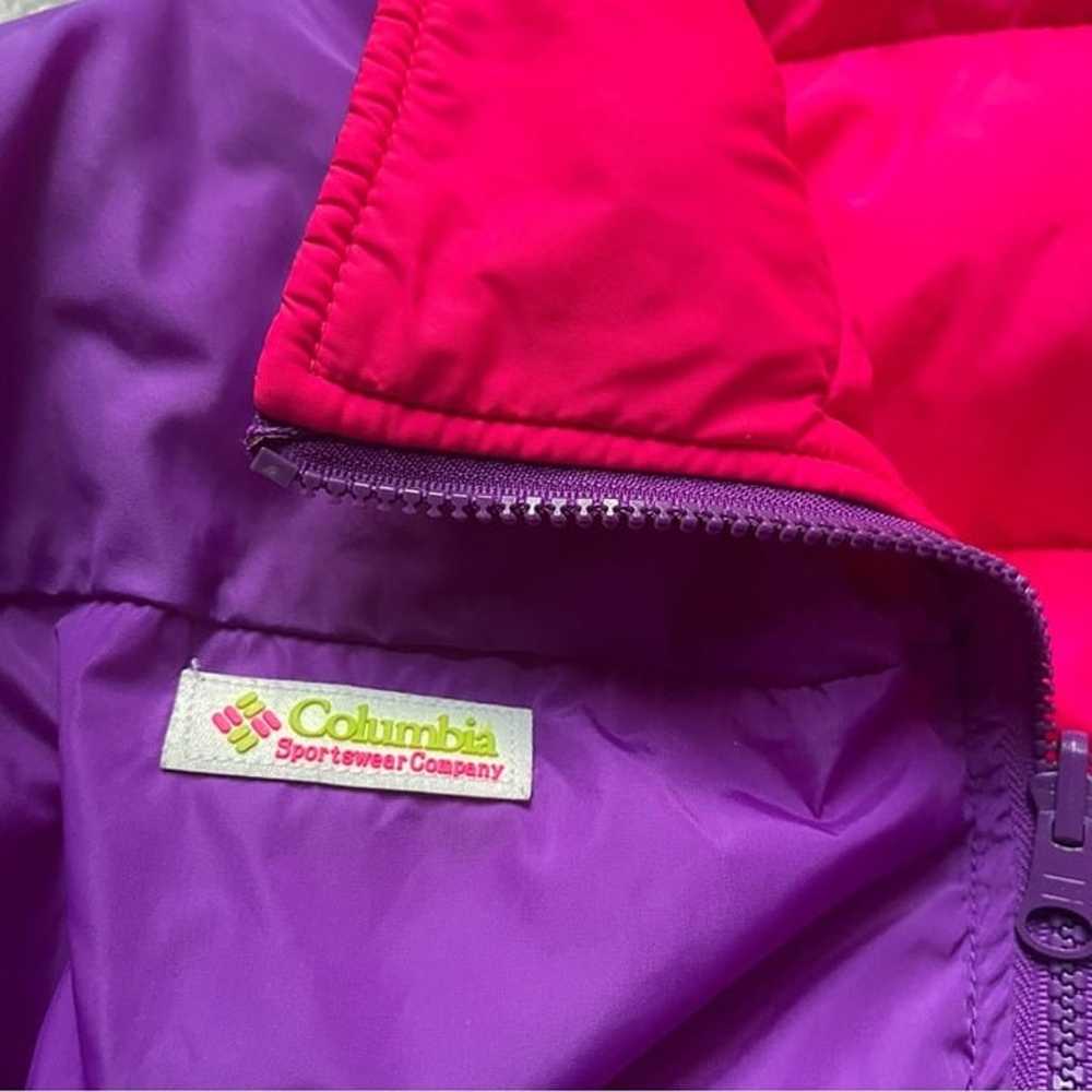 Vintage Columbia puffer jacket crop down neon pur… - image 5