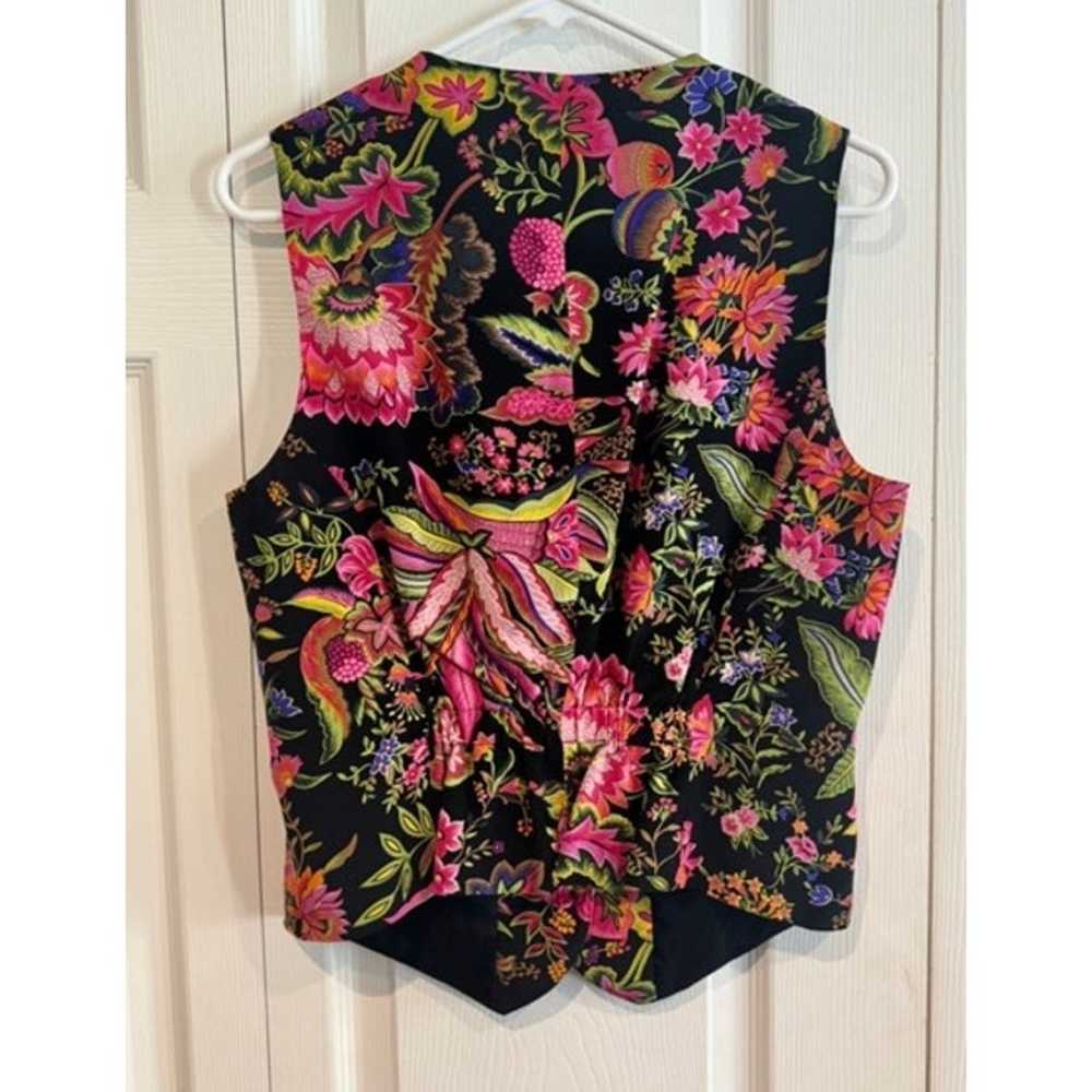 Vintage Casual Corner 100% Silk Floral Vest w/ Pi… - image 5