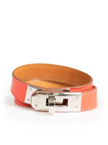 Hermes Coral Leather Kelly Double Tour Bracelet