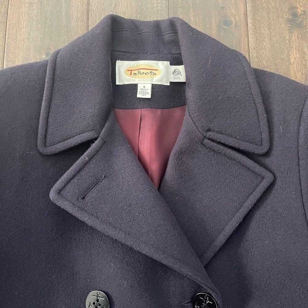 Talbots Pure Wool Navy Blue Peacoat 8 - image 3