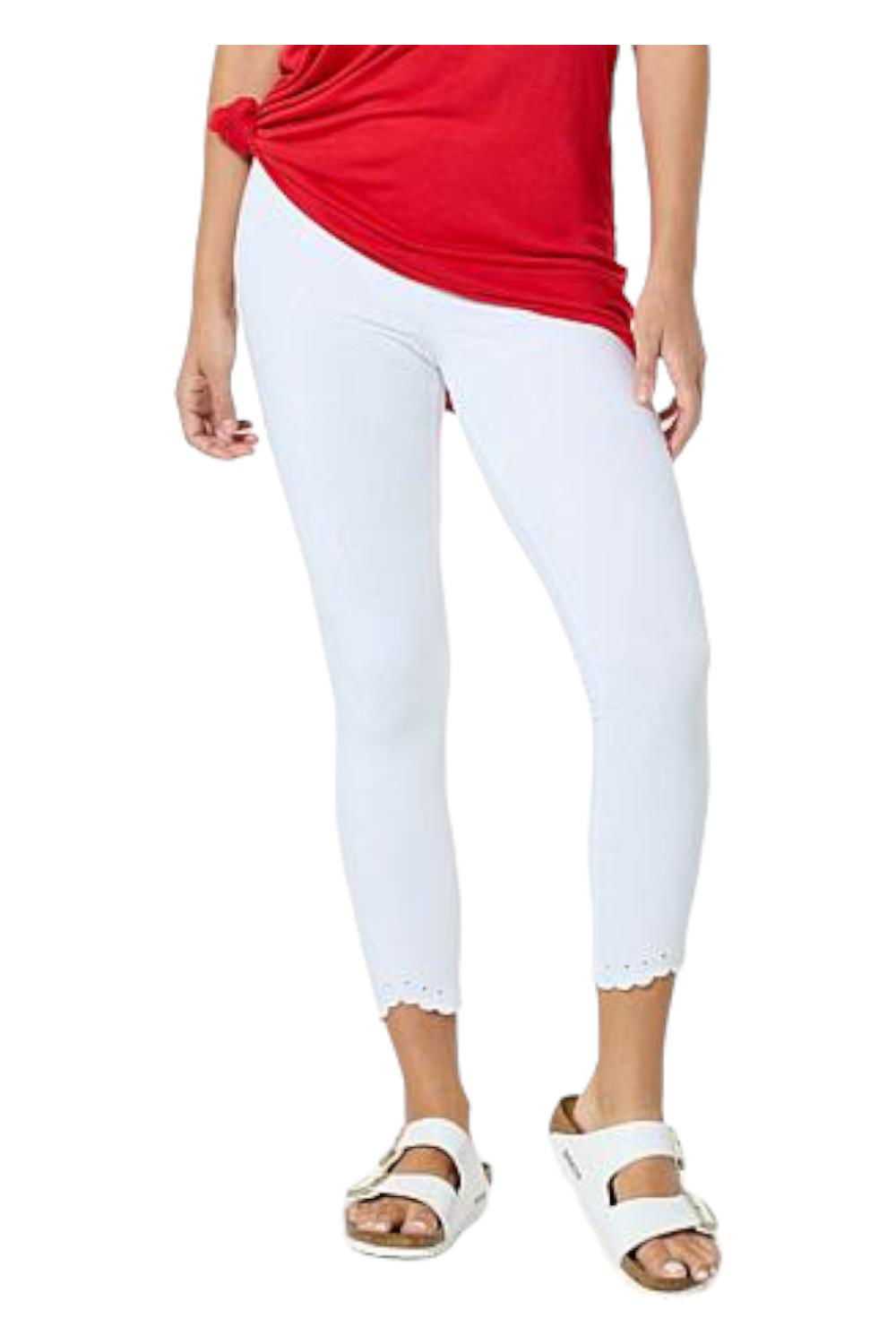 HUE Embroidered Hem Skimmer Pant White - image 1