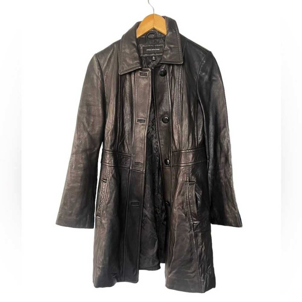 Jones New York Leather Black Button Coat Medium - image 4