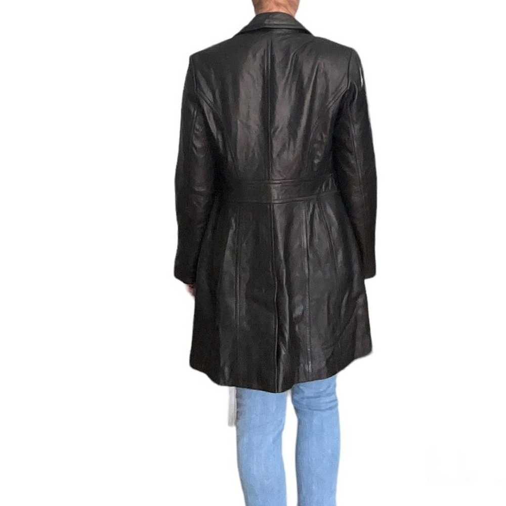 Jones New York Leather Black Button Coat Medium - image 5