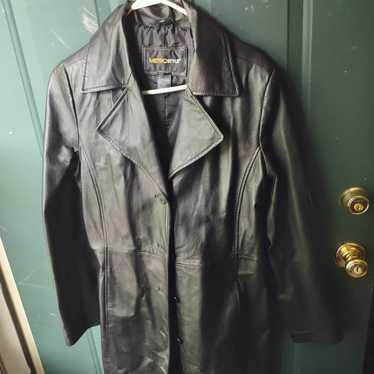 Ladies full length leather coat size medium tall - image 1