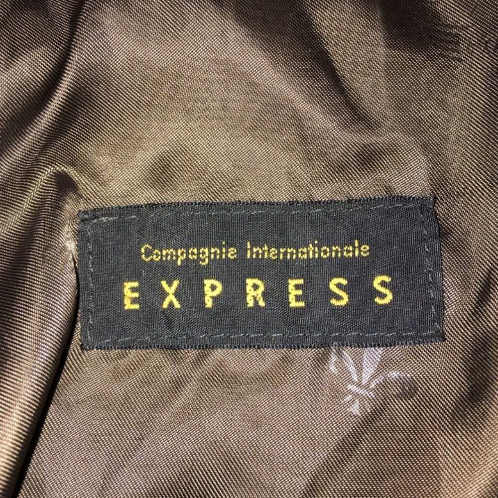 Express Vtg 1980s Brown Leather Bomber L - image 11