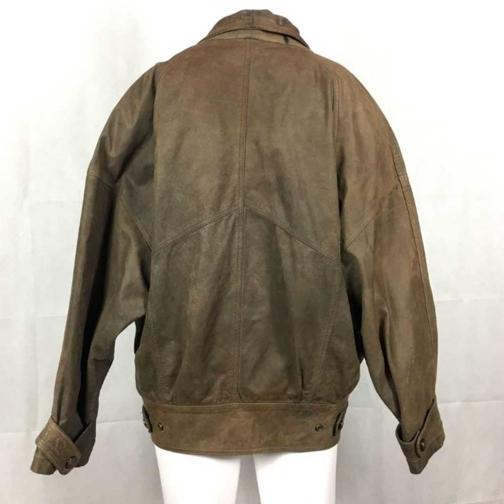 Express Vtg 1980s Brown Leather Bomber L - image 3