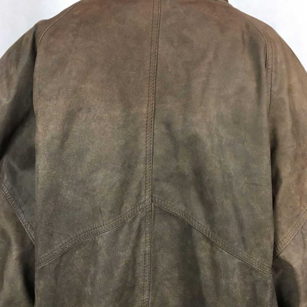 Express Vtg 1980s Brown Leather Bomber L - image 4