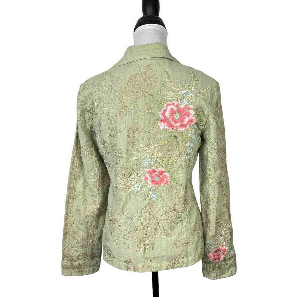 Johnny Was Sage Green Floral Embroidered 100% Cot… - image 2