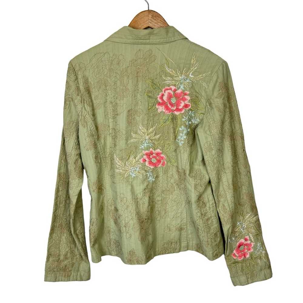 Johnny Was Sage Green Floral Embroidered 100% Cot… - image 4