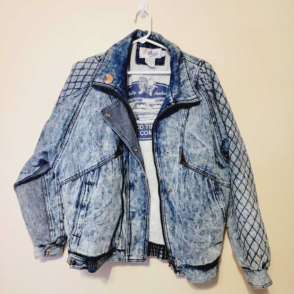 Vintage 80’s Weathered Blues Boho Jean Jacket Aci… - image 1