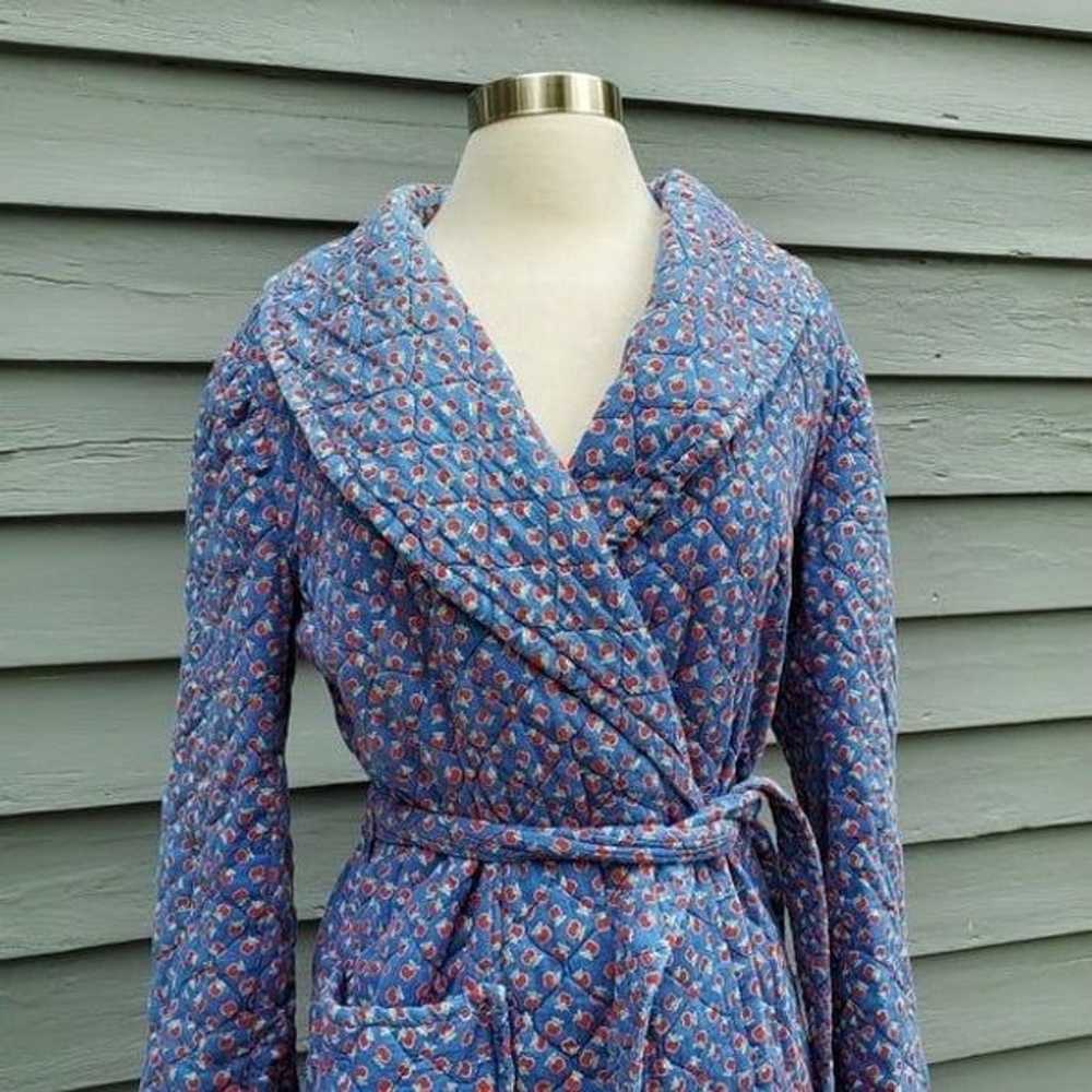 Vintage 70s Handmade Blue Red Apple Quilted Belte… - image 2