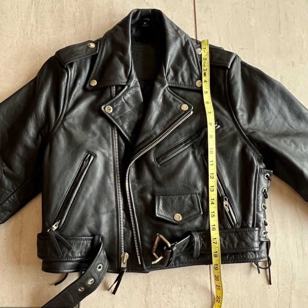 Vintage FIRST Genuine Leather Biker Cropped Moto … - image 10