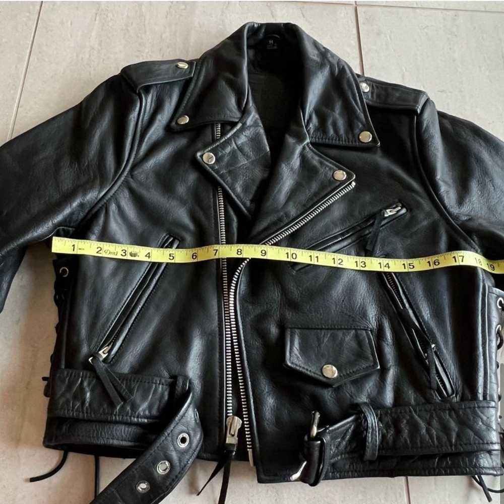 Vintage FIRST Genuine Leather Biker Cropped Moto … - image 8