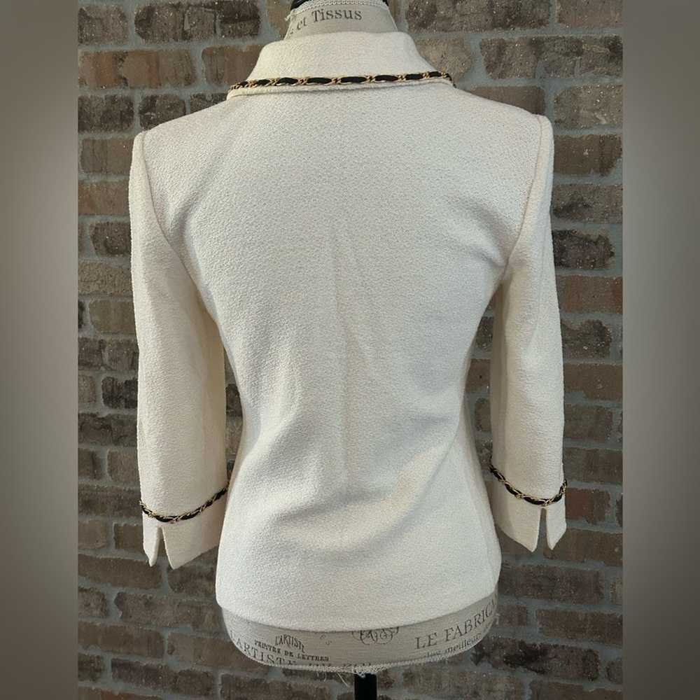 St. John ivory white knit blazer lady jacket gold… - image 2