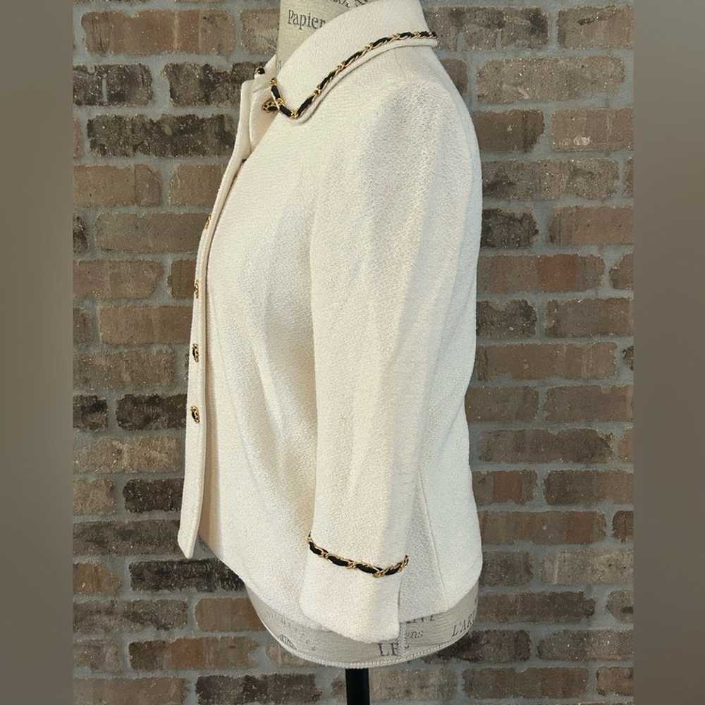 St. John ivory white knit blazer lady jacket gold… - image 4