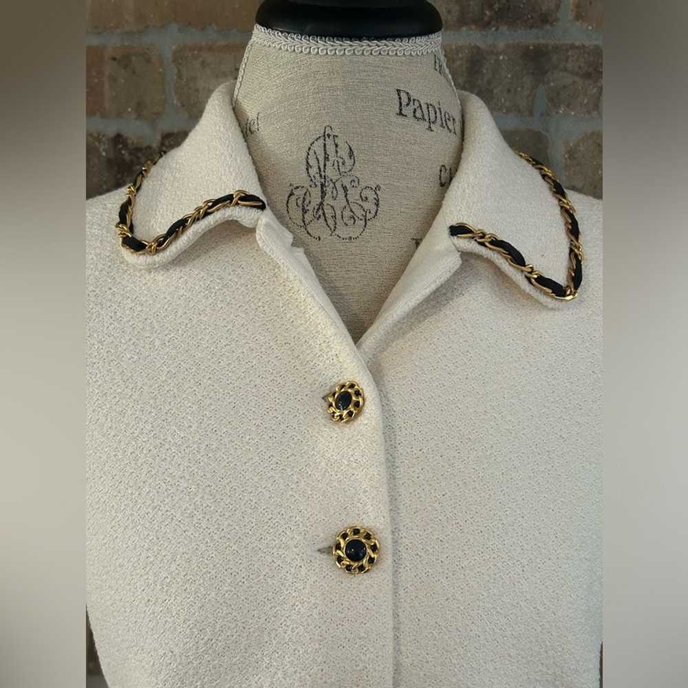 St. John ivory white knit blazer lady jacket gold… - image 6