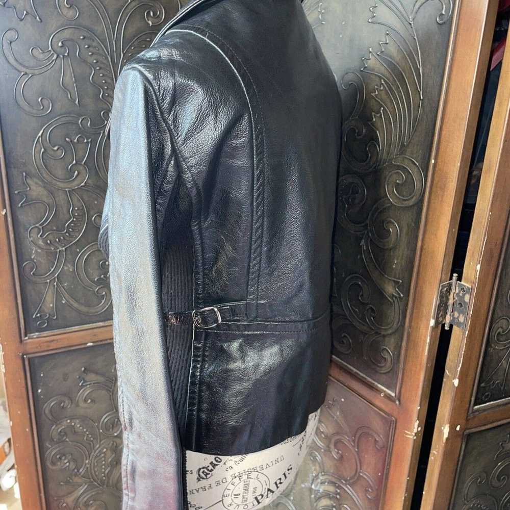 BCBC Maxazria Black Leather Jacket Woman's Size M - image 3