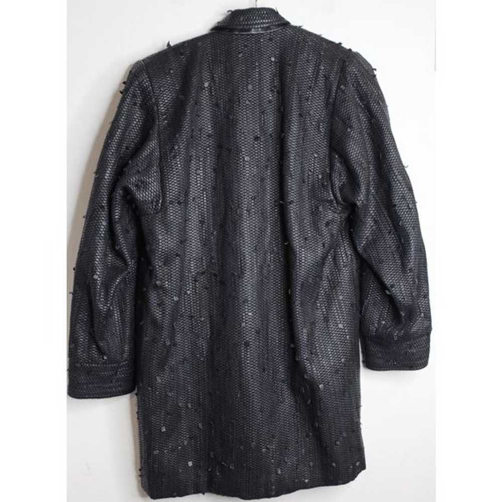 VTG Alfredo Pecora Rare Black Leather Long Jacket… - image 2