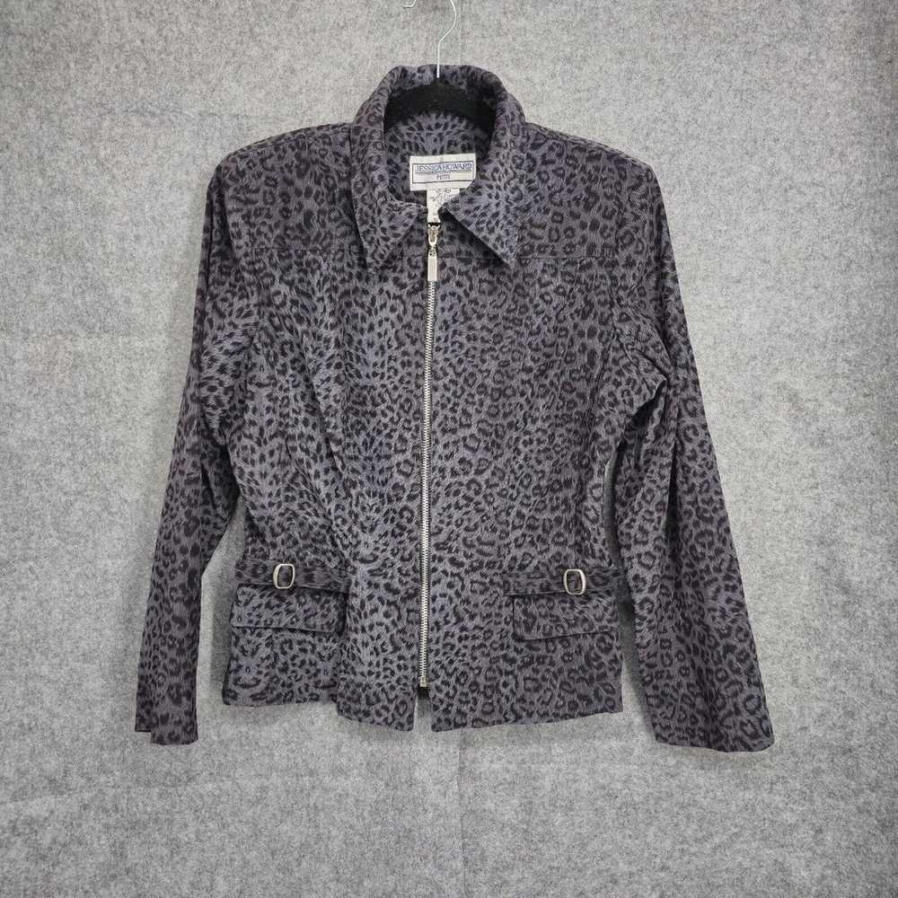 Vintage Jessica Howard Jacket Size 12 Gray Leopar… - image 2