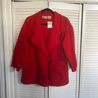 SALE:  Vintage Red Wool Liz Claiborne Winter Coat - image 1