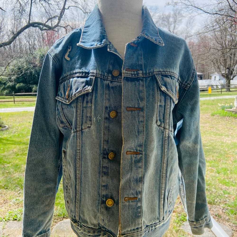 Vintage Denim Jean Jacket 90s Y2K Wrangler Hero T… - image 10