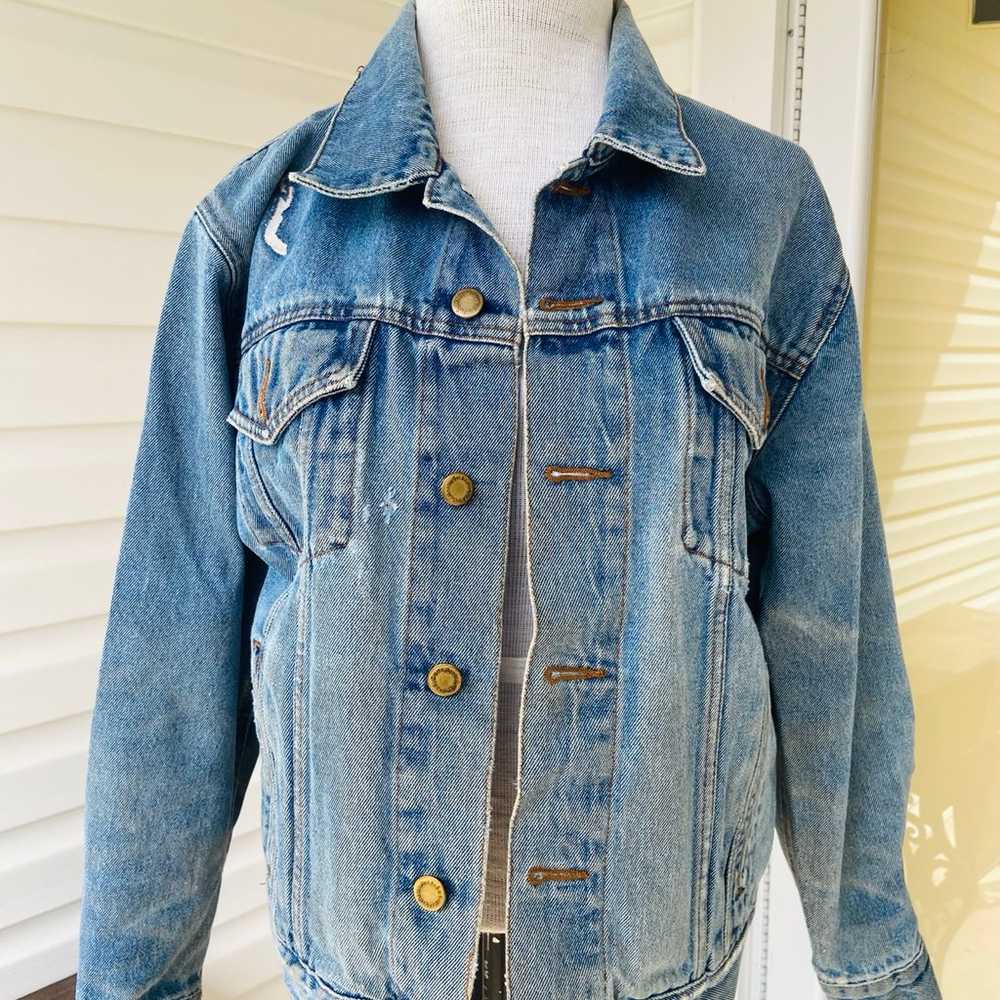 Vintage Denim Jean Jacket 90s Y2K Wrangler Hero T… - image 2