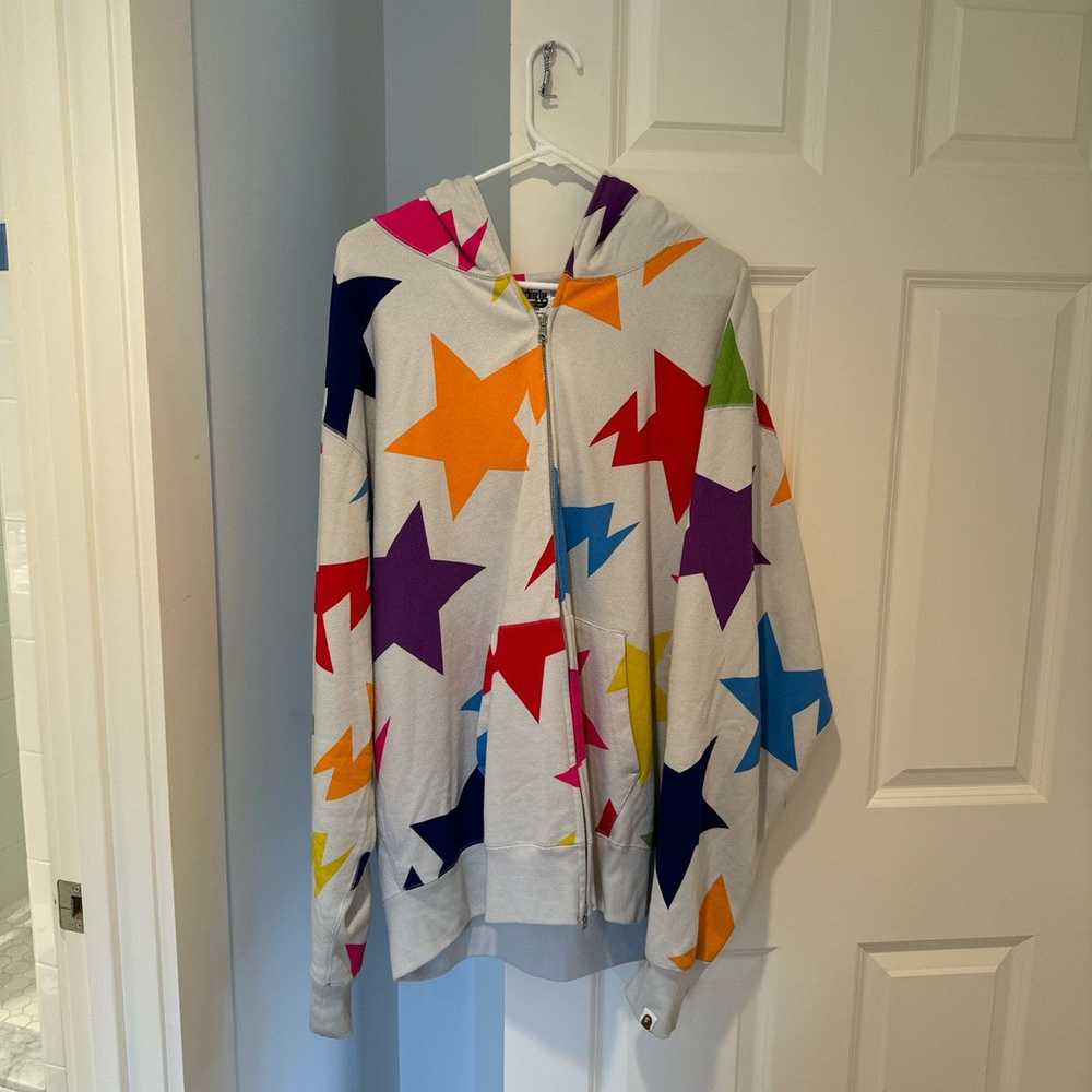 Bape Bape all over print rainbow star full zip ho… - image 1