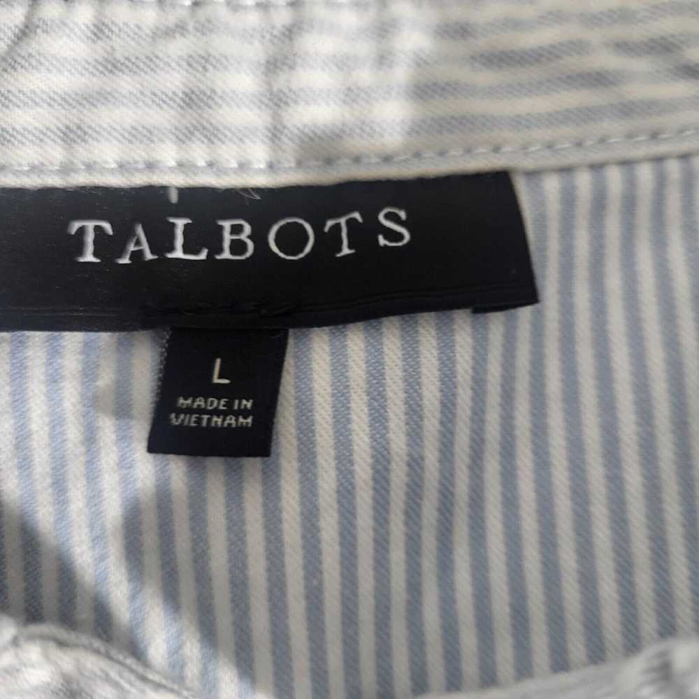 Talbots Petite White Light Blue Stripped Light We… - image 2