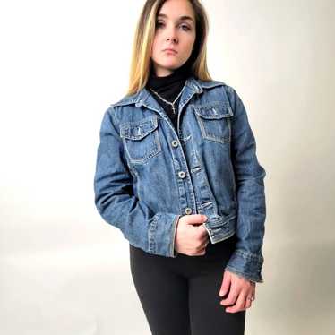 AEO Distressed Denim Jean Jacket - L