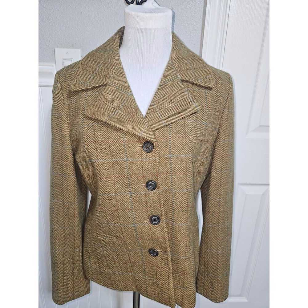 CHAPS Womens Wool Blend Brown Tweed Blazer/Jacket… - image 1