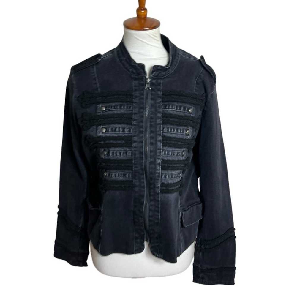 Nicole Miller NY Black Distressed Military / Band… - image 1