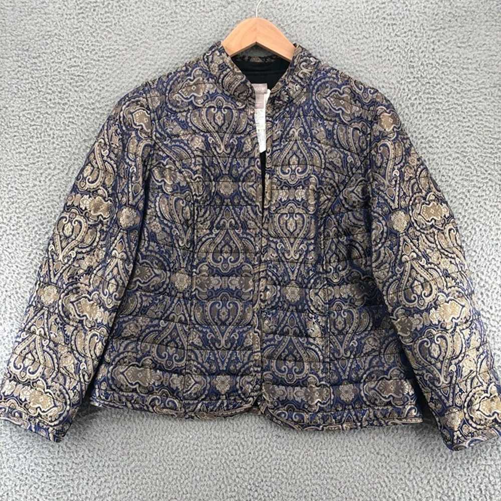 Chicos Jacket Womens 2 US 12 Blue Reversible Prin… - image 1