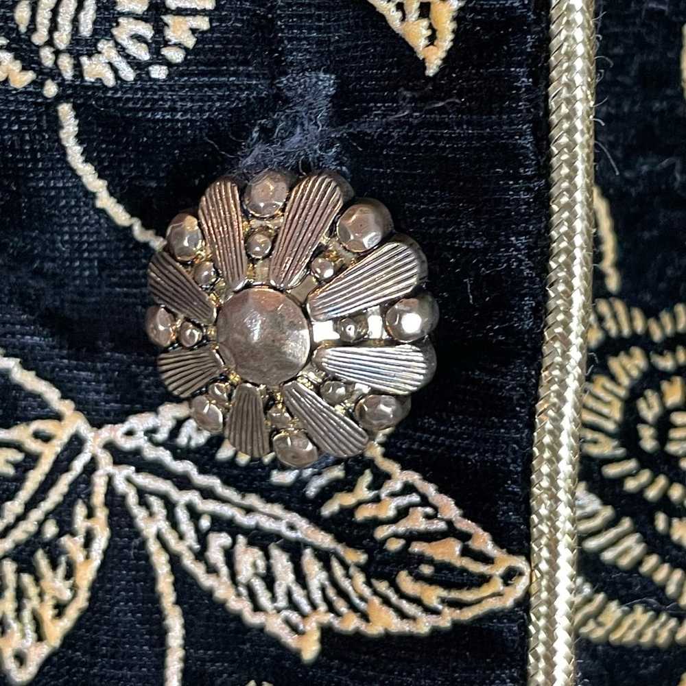 Vintage Another Thyme black velvet gold floral em… - image 5