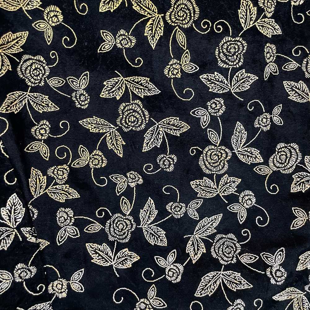 Vintage Another Thyme black velvet gold floral em… - image 6