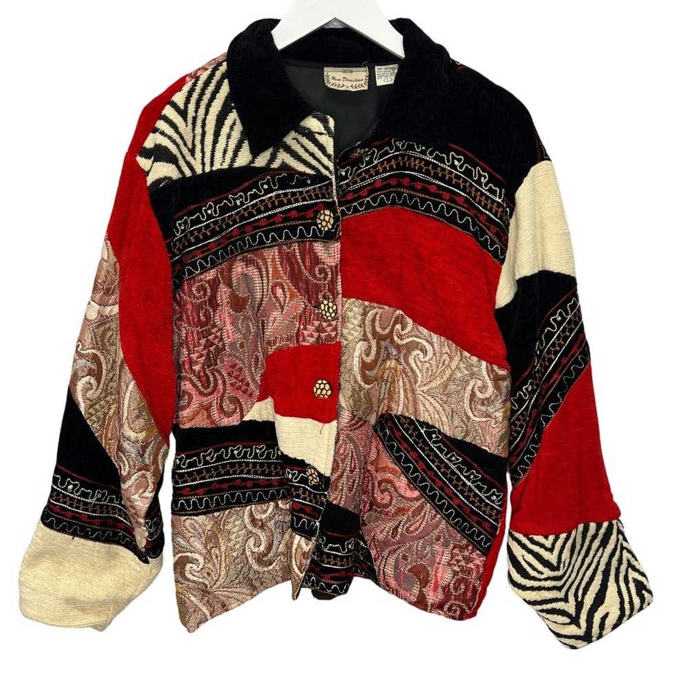 Vintage New Direction Womens Patchwork Cardigan B… - image 1